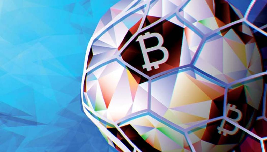 Soccer Ball with Bitcoin symbols on it